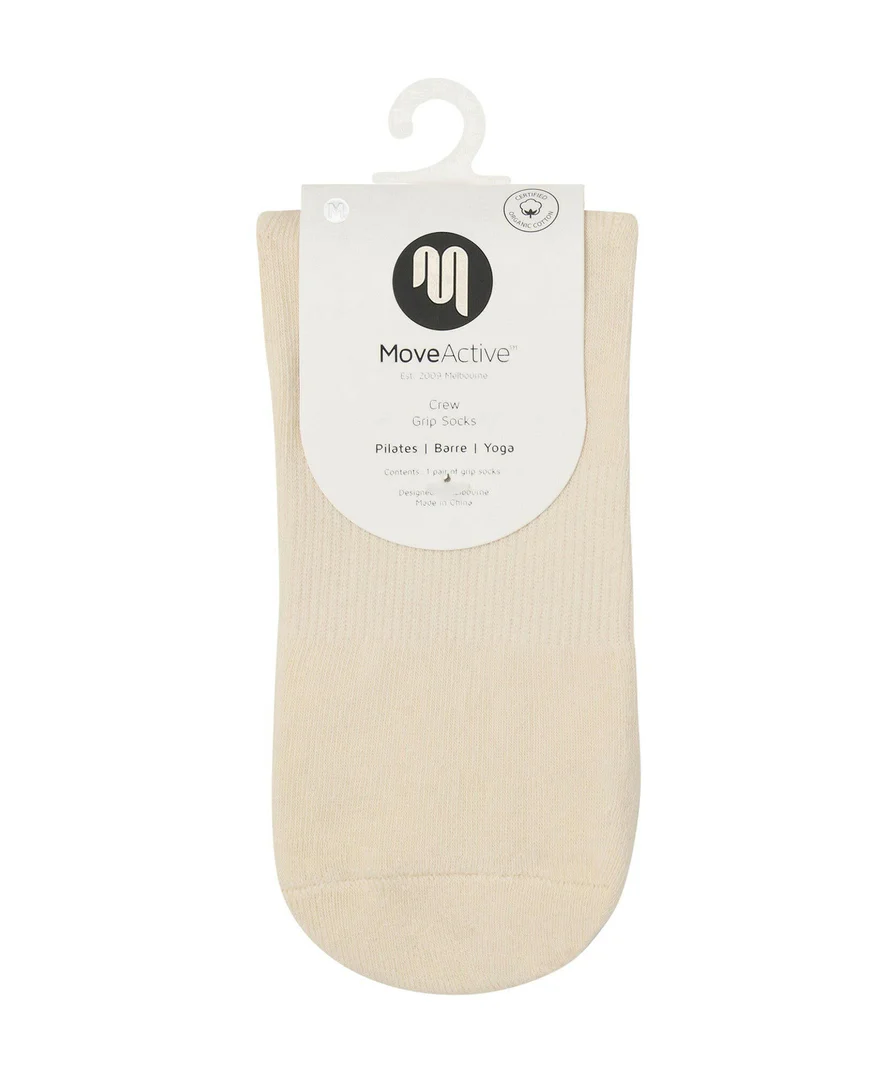 Crew Non Slip Grip Socks - Stripe Vanilla & Sage