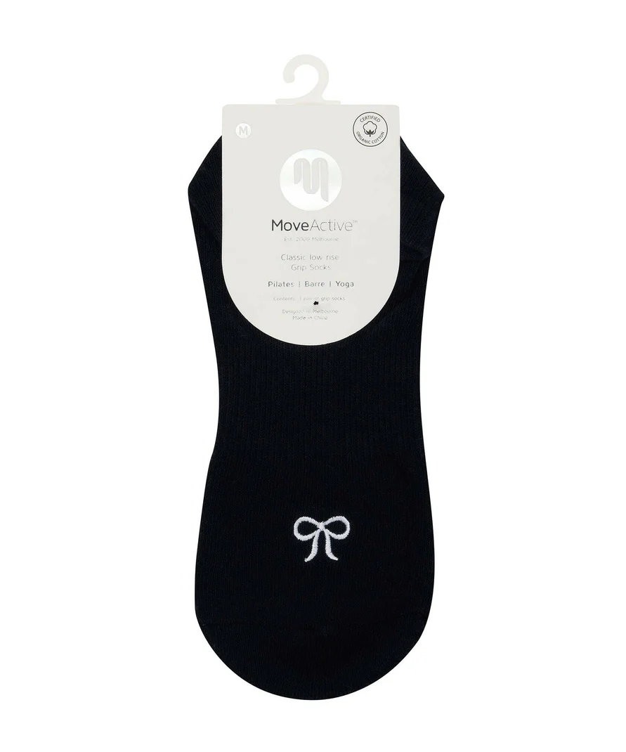 Classic Low Rise Grip Socks - Whimsy Bow Dark Navy
