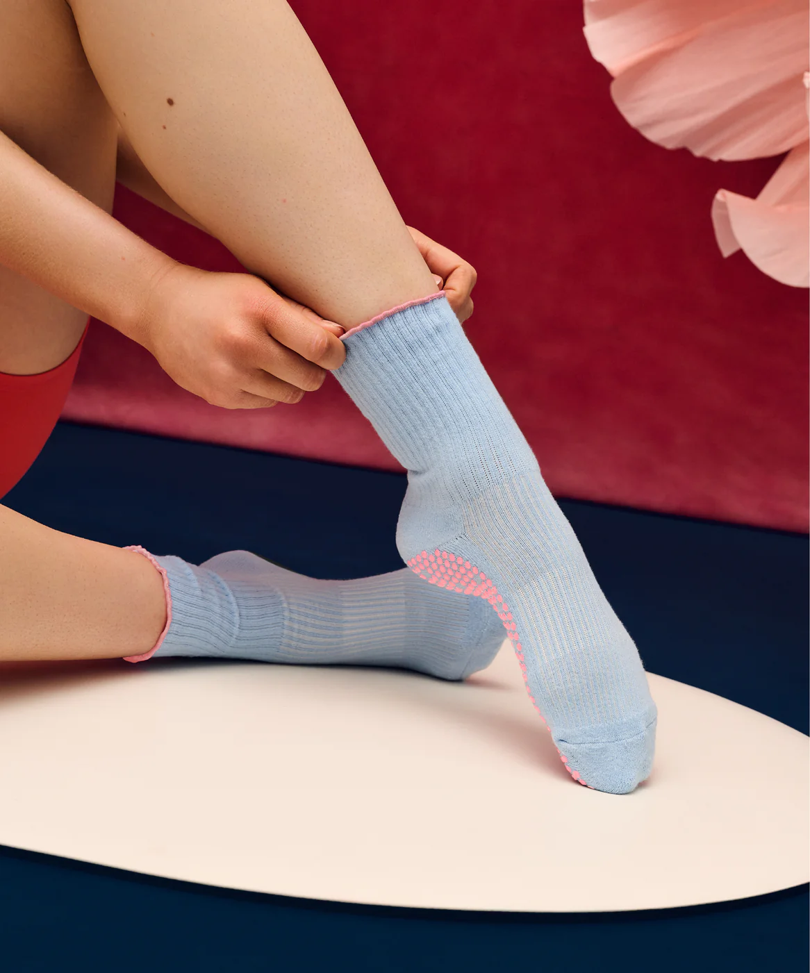 Crew Non Slip Grip Socks - Vintage Baby Blue