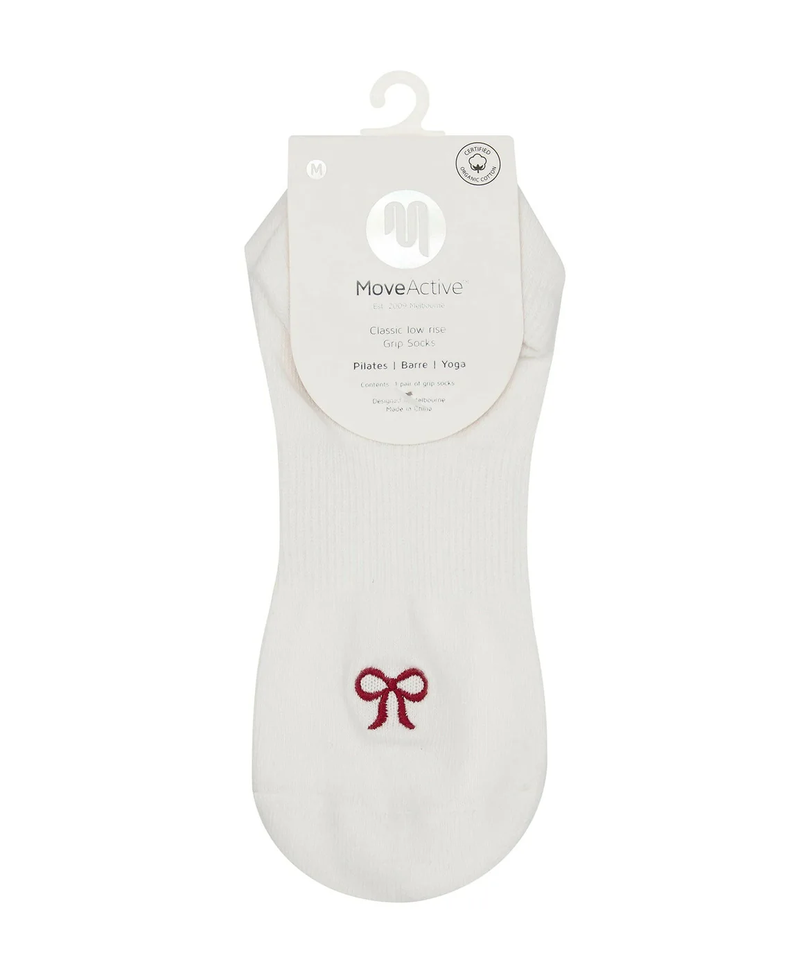 Classic Low Rise Grip Socks - Whimsy Bow White