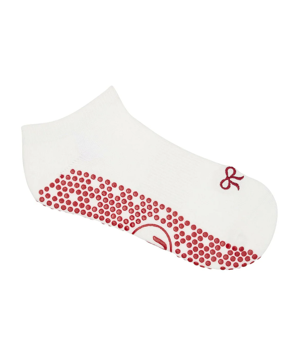 Classic Low Rise Grip Socks - Whimsy Bow White